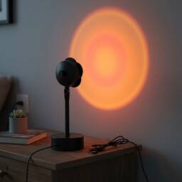 Lampara Mesa Escritorio Atardecer Sunset Flor Proyector Usb Negro Negro